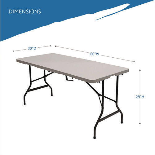 Indestructable Classic Bi-folding Table, Rectangular, 60" X 30" X 29", Platinum