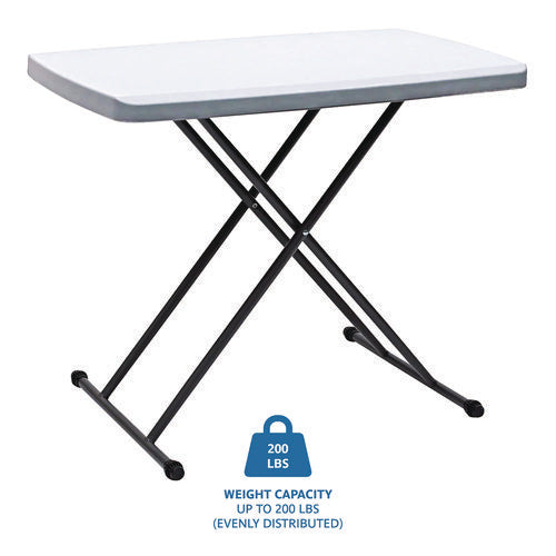 Indestructable Classic Personal Folding Table, 30" X 20" X 25" To 28", Platinum/gray