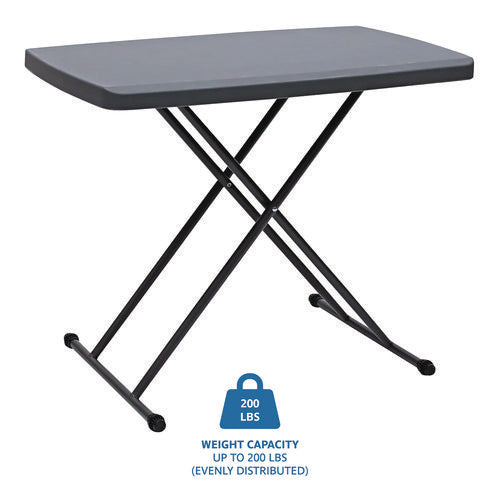 Indestructable Classic Personal Folding Table, 30" X 20" X 25" To 28", Charcoal