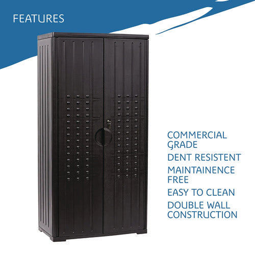 Rough N Ready Storage Cabinet, Three-shelf, 33w X 18d X 66h, Black