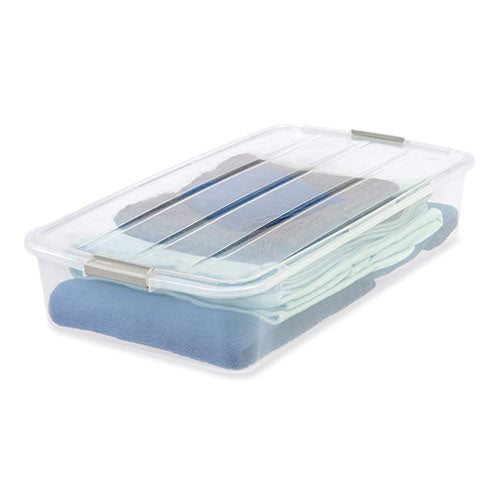 50 Qt. Latch Lid Underbed Storage Box, 17.75" X 32.5" X 6.5", Clear