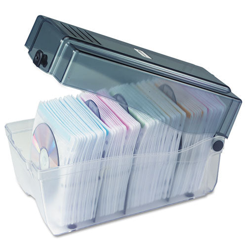 Cd/dvd Storage Case, Holds 150 Discs, Clear/smoke