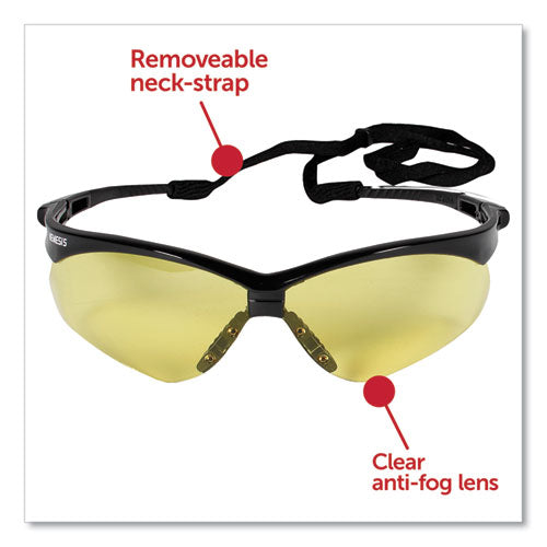 Nemesis Safety Glasses, Black Frame, Amber Lens, 12/box