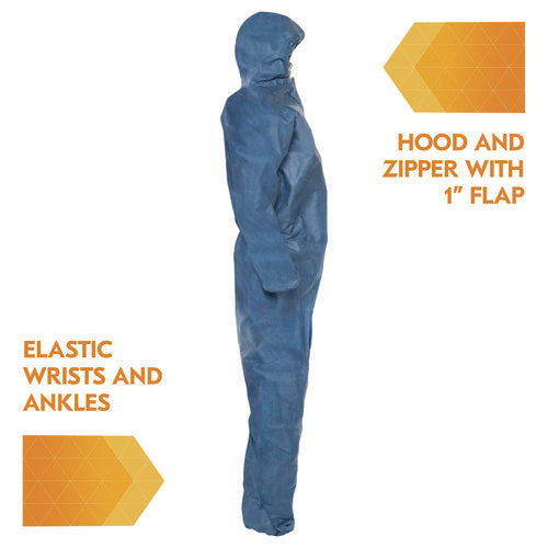 A20 Breathable Particle Protection Coveralls, Zip Front, Hood, Elastic Back, Wrists, Ankles, 2x-large, Blue, 24/carton