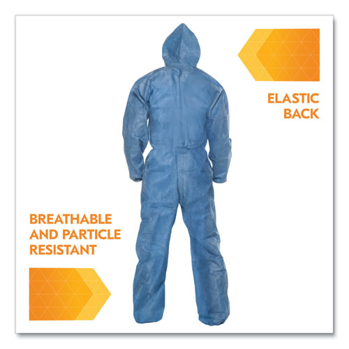 A20 Breathable Particle Protection Coveralls, Zip Front, Hood, Elastic Back, Wrists, Ankles, 4x-large, Blue, 20/carton