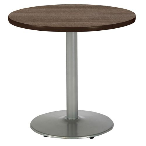 Pedestal Table With Four Black Kool Series Chairs, Round, 36" Dia X 29h, Studio Teak