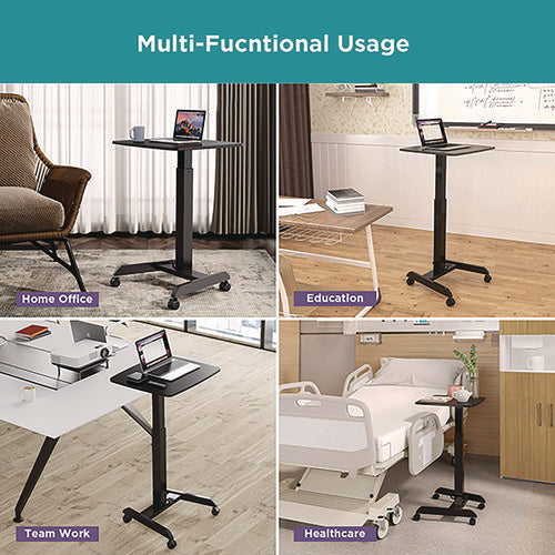 Mobile Sit-to-stand Desk, 23.5 X 20.5 X 29.75 To 44.25, Black