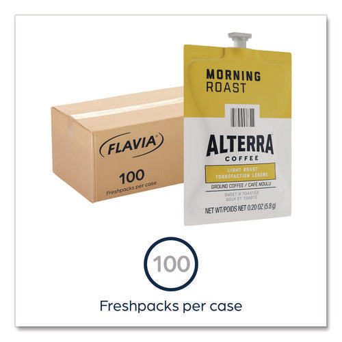 Alterra Morning Roast Coffee Freshpack, Morning Roast, 0.28 Oz Pouch, 100/carton