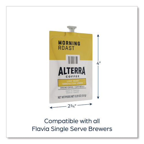 Alterra Morning Roast Coffee Freshpack, Morning Roast, 0.28 Oz Pouch, 100/carton