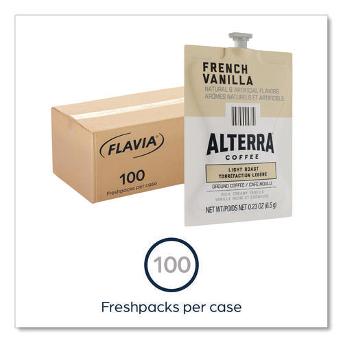 Alterra French Vanilla Coffee Freshpack, French Vanilla, 0.23 Oz Pouch, 100/carton