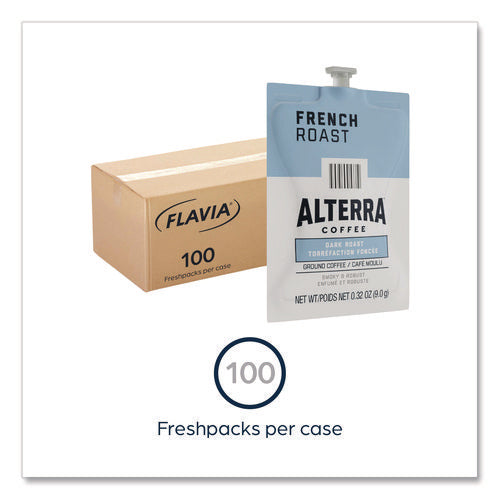 Alterra French Roast Coffee Freshpack, French Roast, 0.32 Oz Pouch, 100/carton