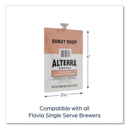 Alterra Donut Shop Coffee Freshpack, Donut Shop, 0.28 Oz Pouch, 100/carton