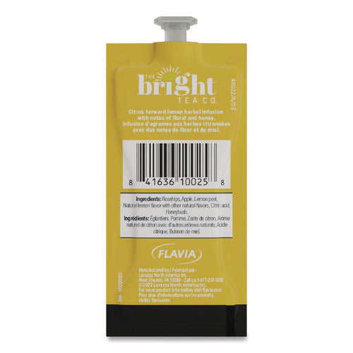 The Bright Tea Co. Lemon Herbal Tea Freshpack, Lemon, 0.11 Oz Pouch, 100/carton