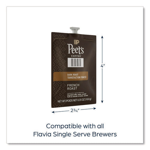 Peet's French Roast Coffee Freshpack, French Roast, 0.35 Oz Pouch, 76/carton