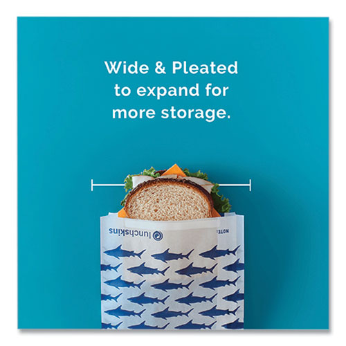 Peel And Seal Sandwich Bag With Closure Strip, 6.3" X 2" X 7.9", Blue Sharks/white, 50/box