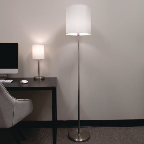 Slim Line Lamp Set, Table 12.63" High And Floor 61.5" High, Silver