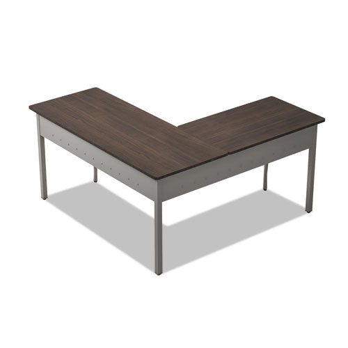 Trento Line L-shaped Desk, 59.13" X 59.13" X 29.5", Mocha/gray