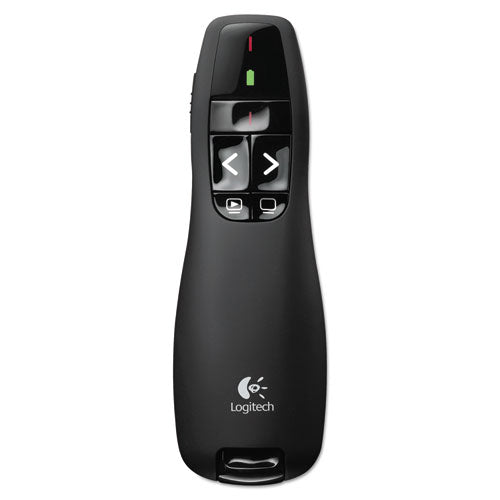 R400 Wireless Presentation Remote With Laser Pointer, Class 2, 50 Ft Range, Matte Black