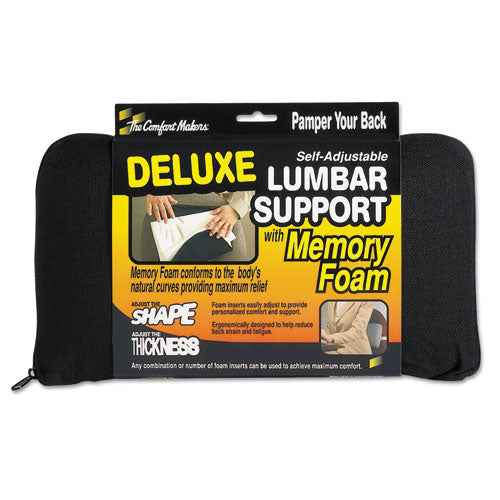 The Comfortmakers Deluxe Lumbar Support Cushion, Memory Foam, 12.5 X 2.5 X 7.5, Black