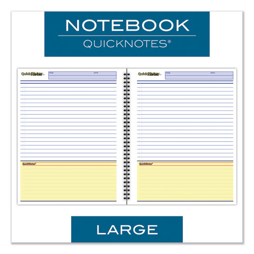 Wirebound Guided Quicknotes Notebook, 1-subject, List-management Format, Dark Gray Cover, (80) 11 X 8.5 Sheets