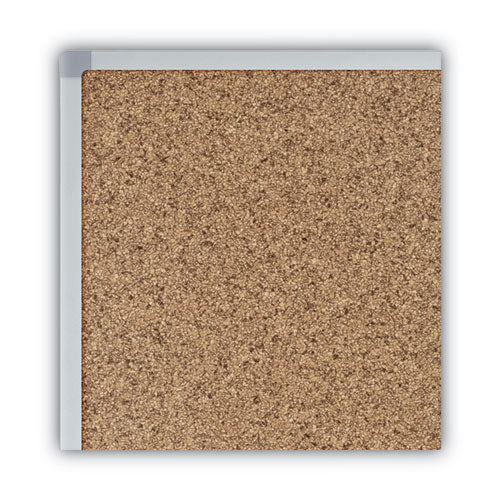 Economy Cork Board With Aluminum Frame, 24" X 18", Tan Surface, Satin Aluminum Frame