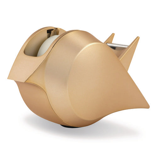 Bird Desktop Tape Dispenser, 1" Core, Metallic Gold