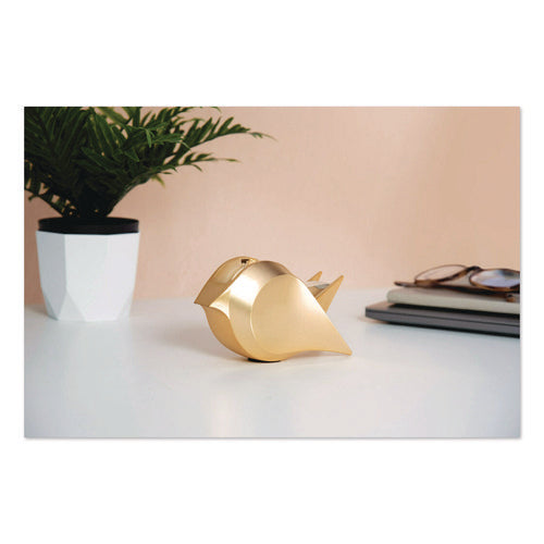 Bird Desktop Tape Dispenser, 1" Core, Metallic Gold