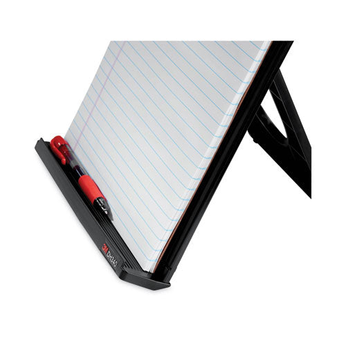 Fold-flat Freestanding Desktop Copyholder, 150 Sheet Capacity, Plastic, Black/silver Clip