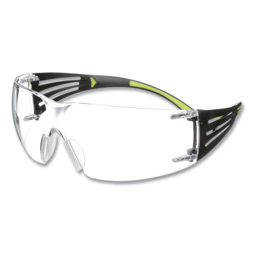 Securefit Protective Eyewear, 400 Series, Green Plastic Frame, Clear Polycarbonate Lens