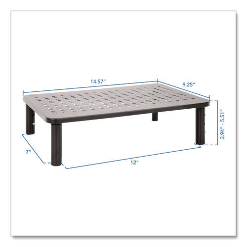 Adjustable Desktop Monitor Riser, For Up To 32" Monitors, 14.57" X 9.25" X 5.51", Black, Supports 44 Lb