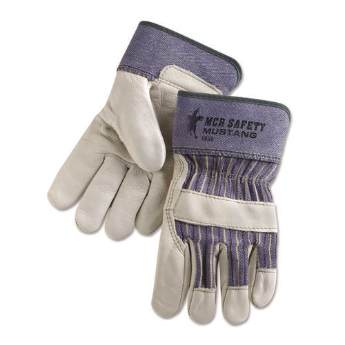 Mustang Leather Palm Gloves, Blue/cream, X-large, Dozen