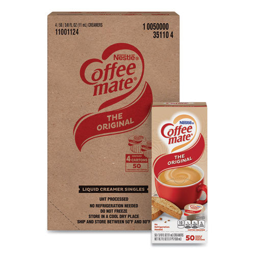 Liquid Coffee Creamer, Original, 0.38 Oz Mini Cups, 50/box, 4 Boxes/carton