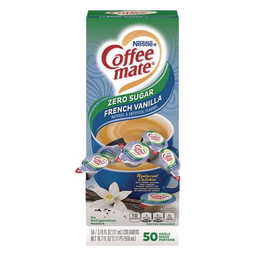 Liquid Coffee Creamer, Zero Sugar French Vanilla, 0.38 Oz Mini Cups, 50/box, 4 Boxes/carton