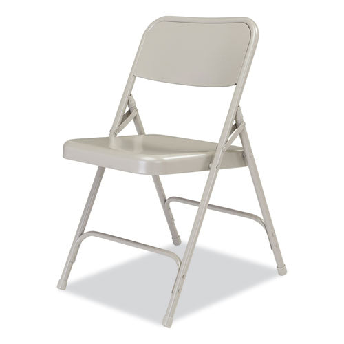 200 Series Premium All-steel Double Hinge Folding Chair, Supports Up To 500 Lb, 17.25" Seat Height, Gray, 4/carton