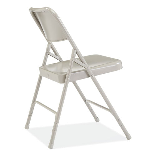 200 Series Premium All-steel Double Hinge Folding Chair, Supports Up To 500 Lb, 17.25" Seat Height, Gray, 4/carton