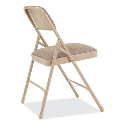 2200 Series Deluxe Fabric Upholstered Dual-hinge Premium Folding Chair, Supports Up To 500 Lb, Cafe Beige, 4/carton