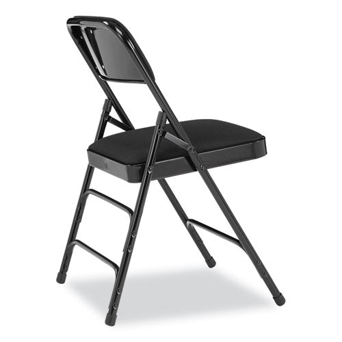 2300 Series Fabric Upholstered Triple Brace Premium Folding Chair, Supports Up To 500 Lb, Midnight Black, 4/carton