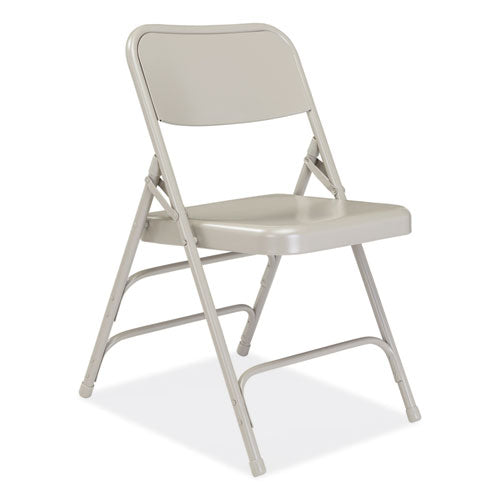 300 Series Deluxe All-steel Triple Brace Folding Chair, Supports Up To 480 Lb, 17.25" Seat Height, Gray, 4/carton