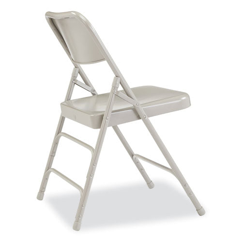 300 Series Deluxe All-steel Triple Brace Folding Chair, Supports Up To 480 Lb, 17.25" Seat Height, Gray, 4/carton