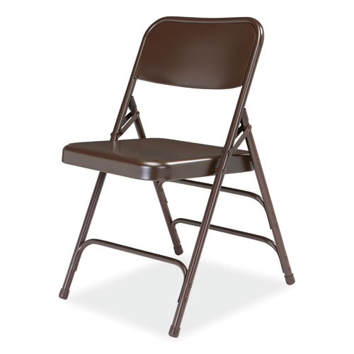 300 Series Deluxe All-steel Triple Brace Folding Chair, Supports Up To 480 Lb, 17.25" Seat Height, Brown, 4/carton