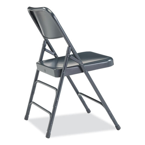 300 Series Deluxe All-steel Triple Brace Folding Chair, Supports Up To 480 Lb, 17.25" Seat Height, Blue, 4/carton