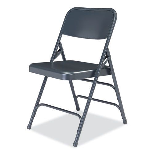 300 Series Deluxe All-steel Triple Brace Folding Chair, Supports Up To 480 Lb, 17.25" Seat Height, Blue, 4/carton