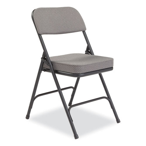 3200 Series Fabric Dual-hinge Folding Chair, Supports Up To 300 Lb, Charcoal Seat, Charocoal Back, Black Base, 2/carton