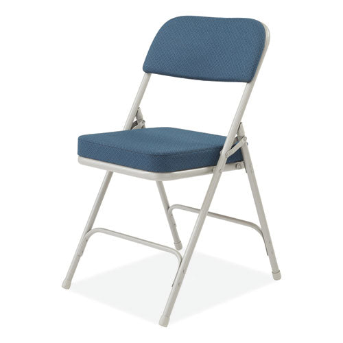 3200 Series Fabric Dual-hinge Folding Chair, Supports Up To 300 Lb, Regal Blue Seat, Regal Blue Back, Gray Base, 2/carton