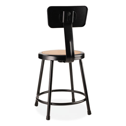 6200 Series Heavy Duty Stool With Backrest, Supports Up To 500 Lb, 18" Seat Height, Brown Seat, Black Back/base