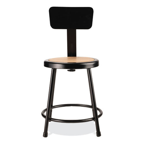 6200 Series Heavy Duty Stool With Backrest, Supports Up To 500 Lb, 18" Seat Height, Brown Seat, Black Back/base