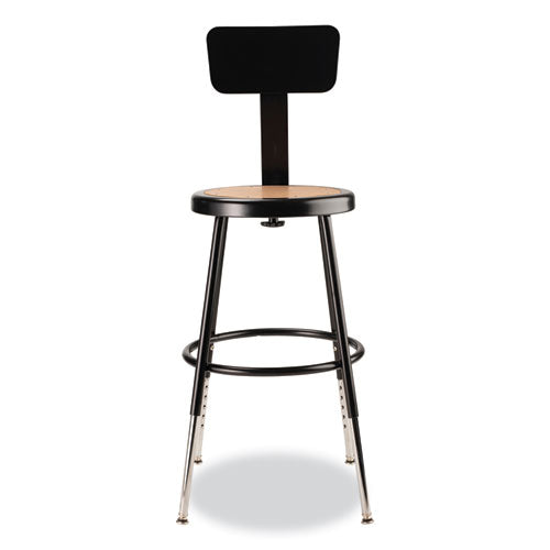 6200 Series 19" To 27" Height Adjustable Heavy-duty Stool With Backrest, Supports Up To 500 Lb, Masonite Seat/black Base