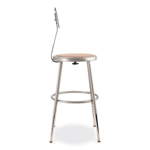 6200 Series 19" To 27" Height Adjustable Heavy Duty Stool With Backrest, Supports 500 Lb, Brown Seat, Gray Back, Gray Base