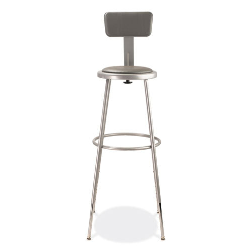 6400 Series Height Adjustable Heavy Duty Padded Stool With Backrest, Supports 300 Up To Lb, 32" To 39" Seat Height, Gray