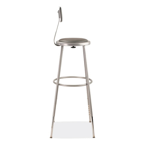 6400 Series Height Adjustable Heavy Duty Padded Stool With Backrest, Supports 300 Up To Lb, 32" To 39" Seat Height, Gray